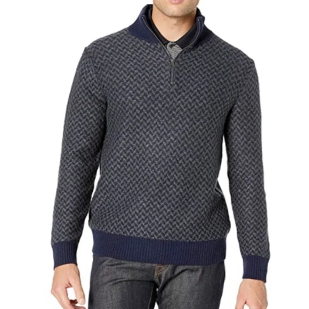 J. Crew Merino Wool Herringbone Half-Zip Sweater